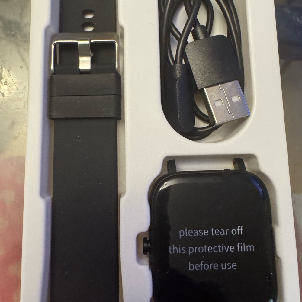 Black Smartwatch with USB Charger